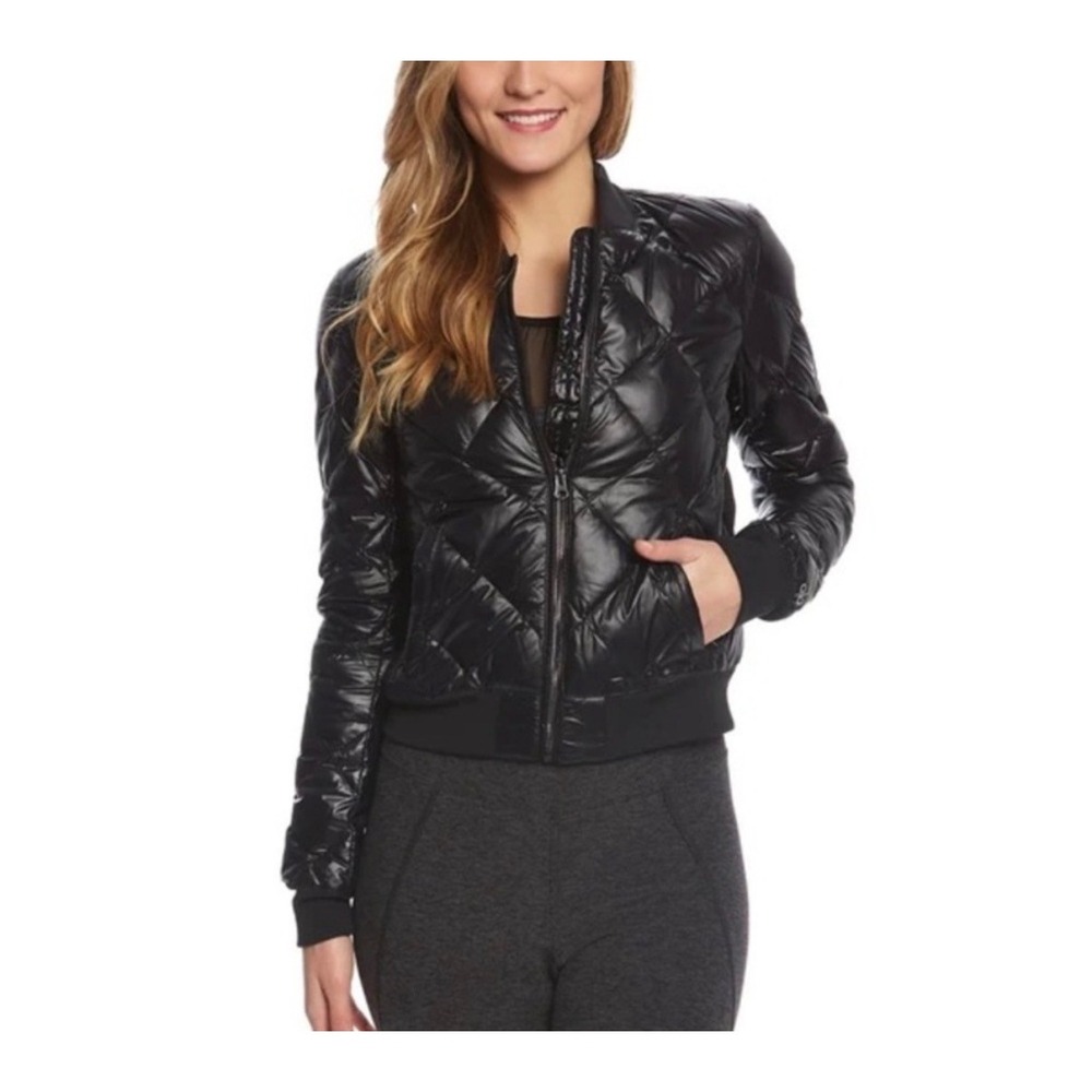 Alo Yoga Idol Bomber Workout Jacketβ Black Down Filled Puffer Small EUC
